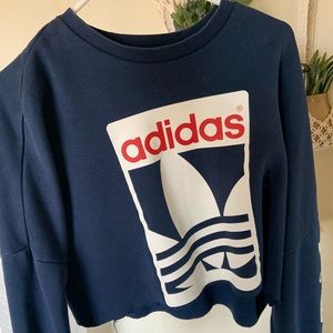 Cropped adidas blue crew neck